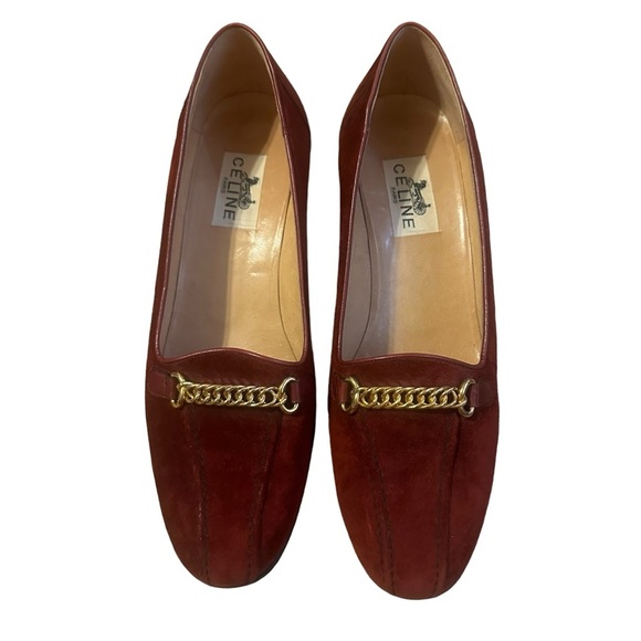 Vintage Celine Burgundy Suede Pumps Size 38.5 - Picture 4 of 8